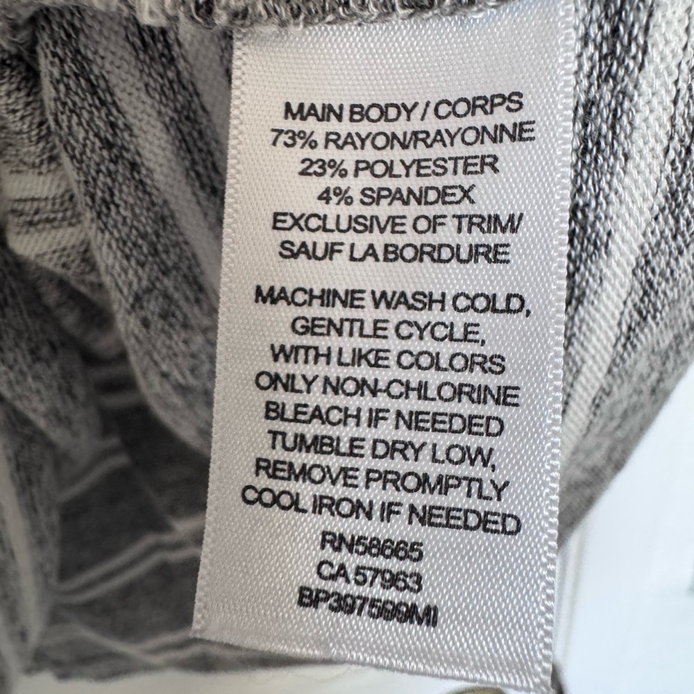 BP Women’s Sweater, Extra Long, Vneck, Women’s Large, Gray & White Stripes, BP - Picture 7 of 9